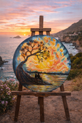Whispers at Sunset Original Acrylic Painting on Round Canvas